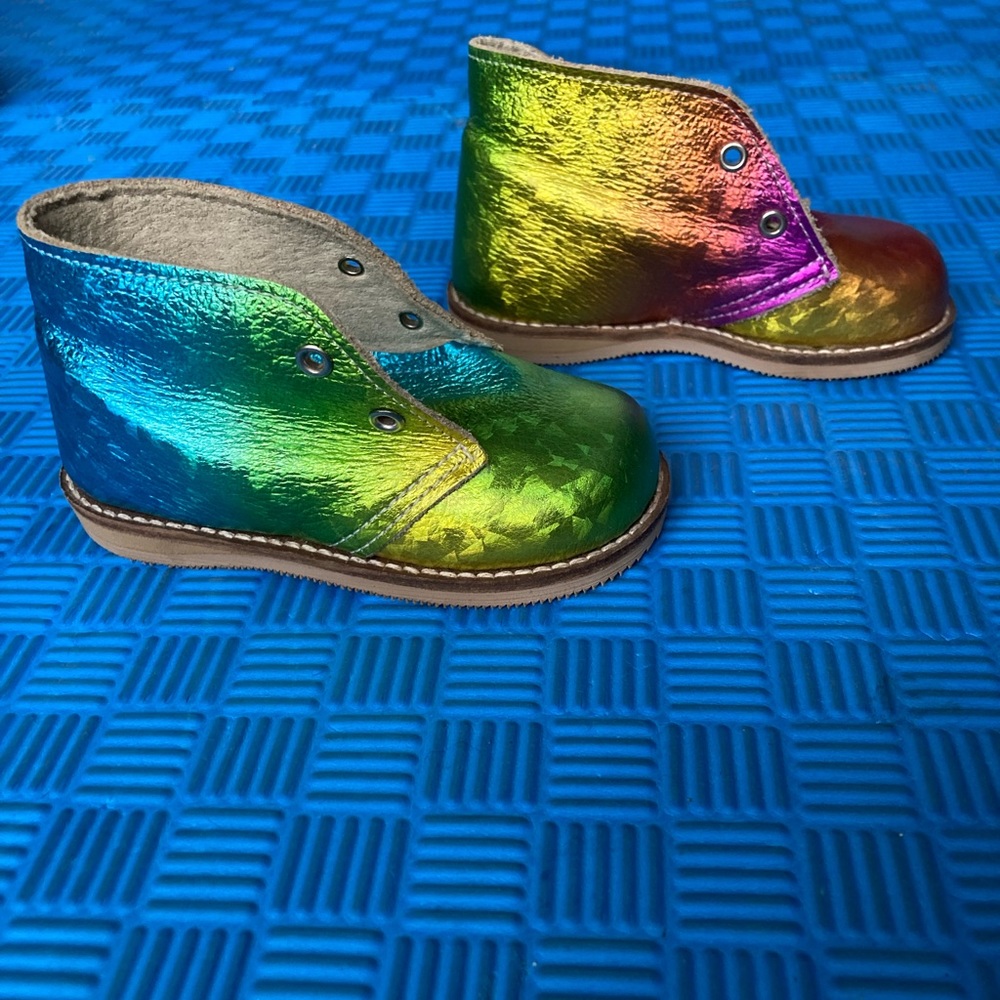 MON Petit hardsole leather toddler shoes PRISM pattern - Picture 3 of 7